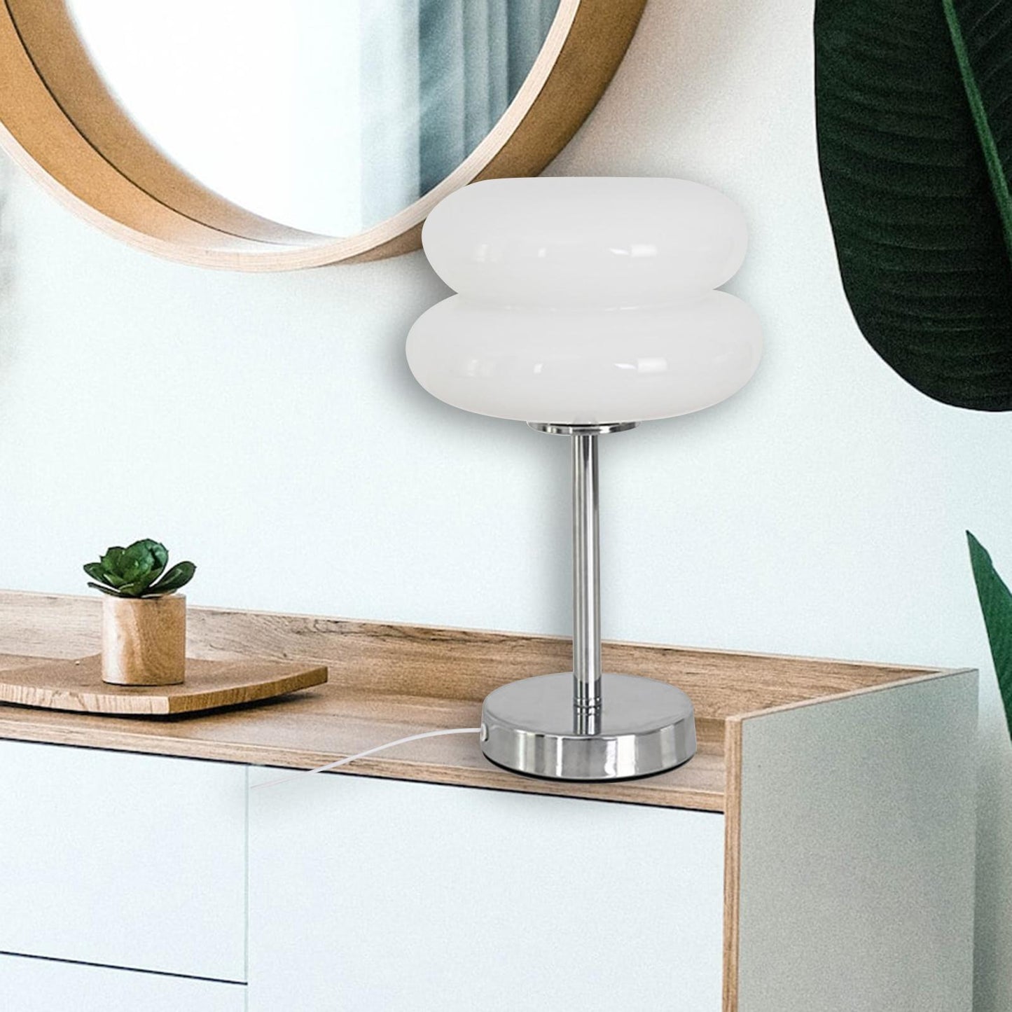 Dimmable Wireless LED Table Lamp with Glass Shade