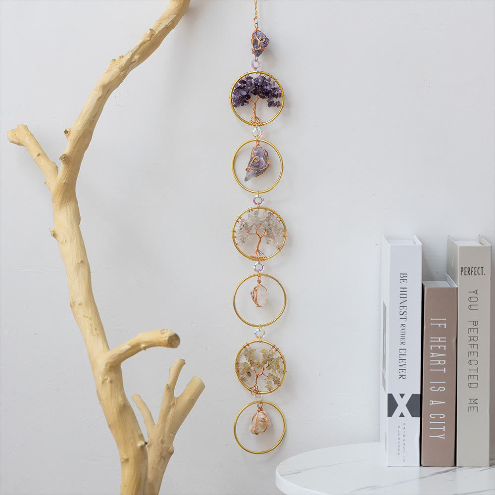Crystal Tree of Life Wall Decor with 6 Rings