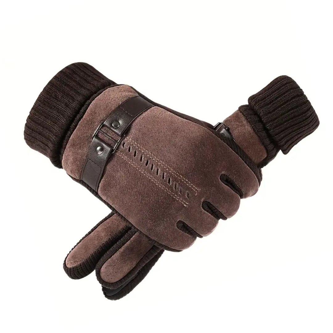 Men's Leather Winter Driving Gloves - Windproof & Warm