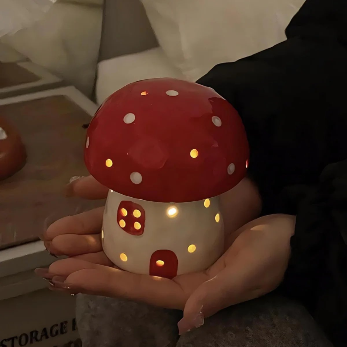 Ceramic Mushroom Night Light with Calming Glow