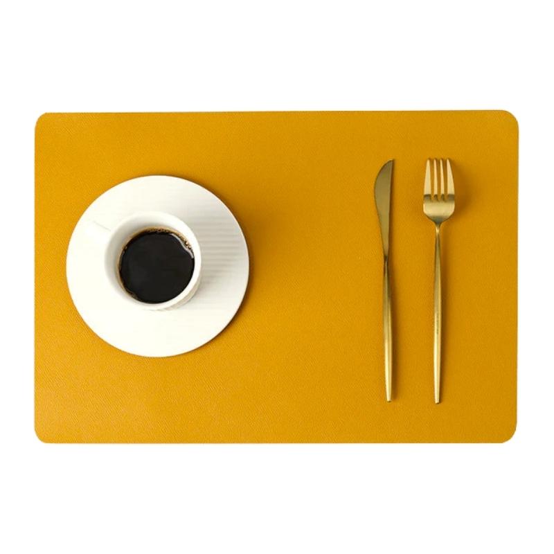 Waterproof PU Leather Rectangular Placemats - Modern Dining Table Mats
