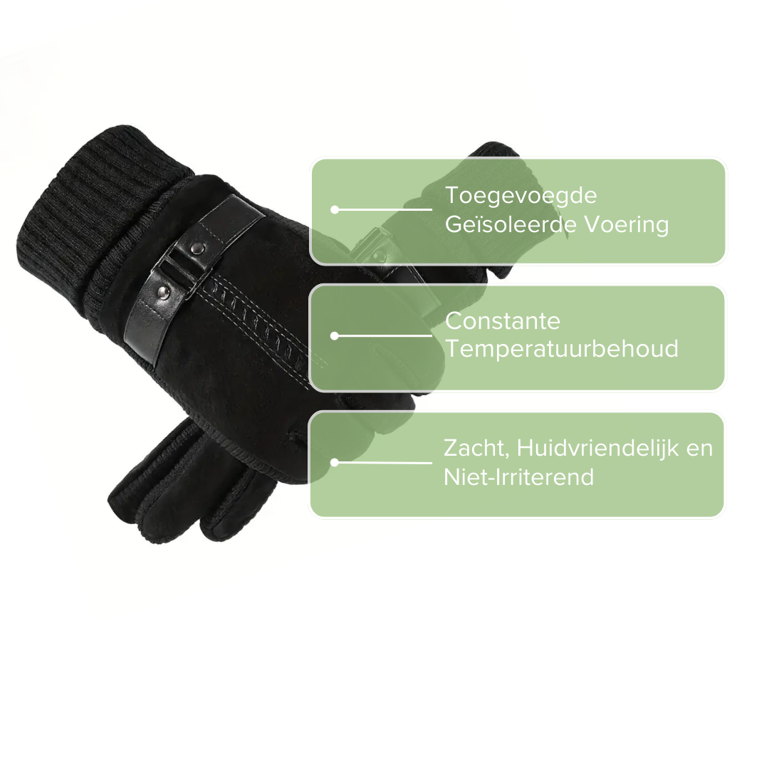 Men's Leather Winter Driving Gloves - Windproof & Warm