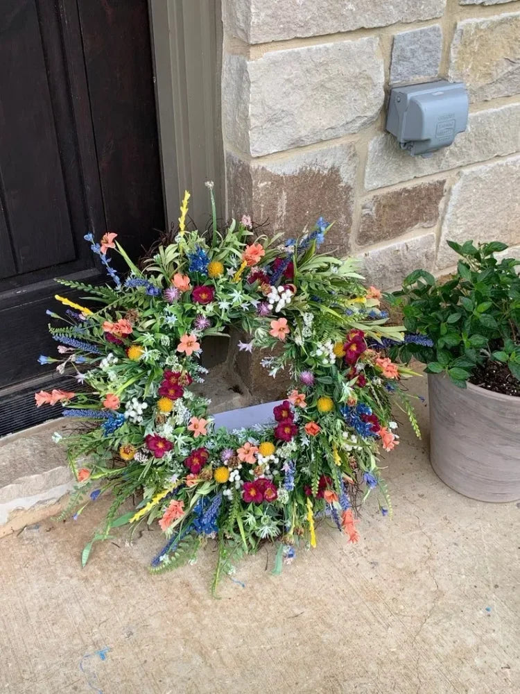 Handmade Texas Wildflower Wreath with Bluebonnets and Indian Paintbrush