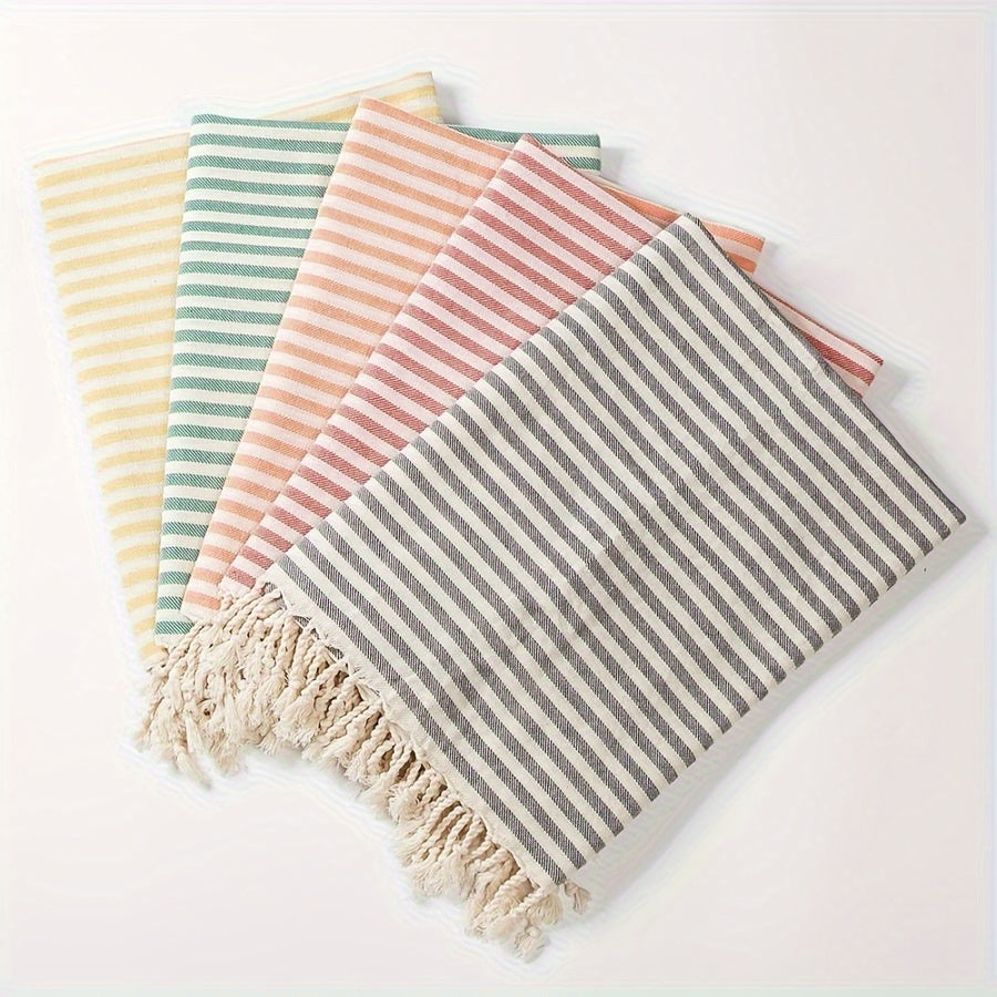 Extra Large Boho Striped Beach Towel with Fringes