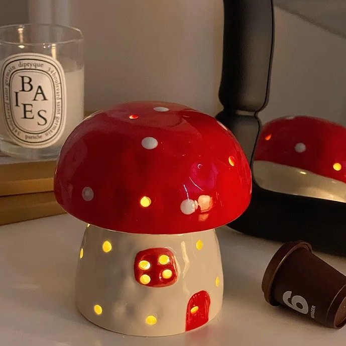 Ceramic Mushroom Night Light with Calming Glow