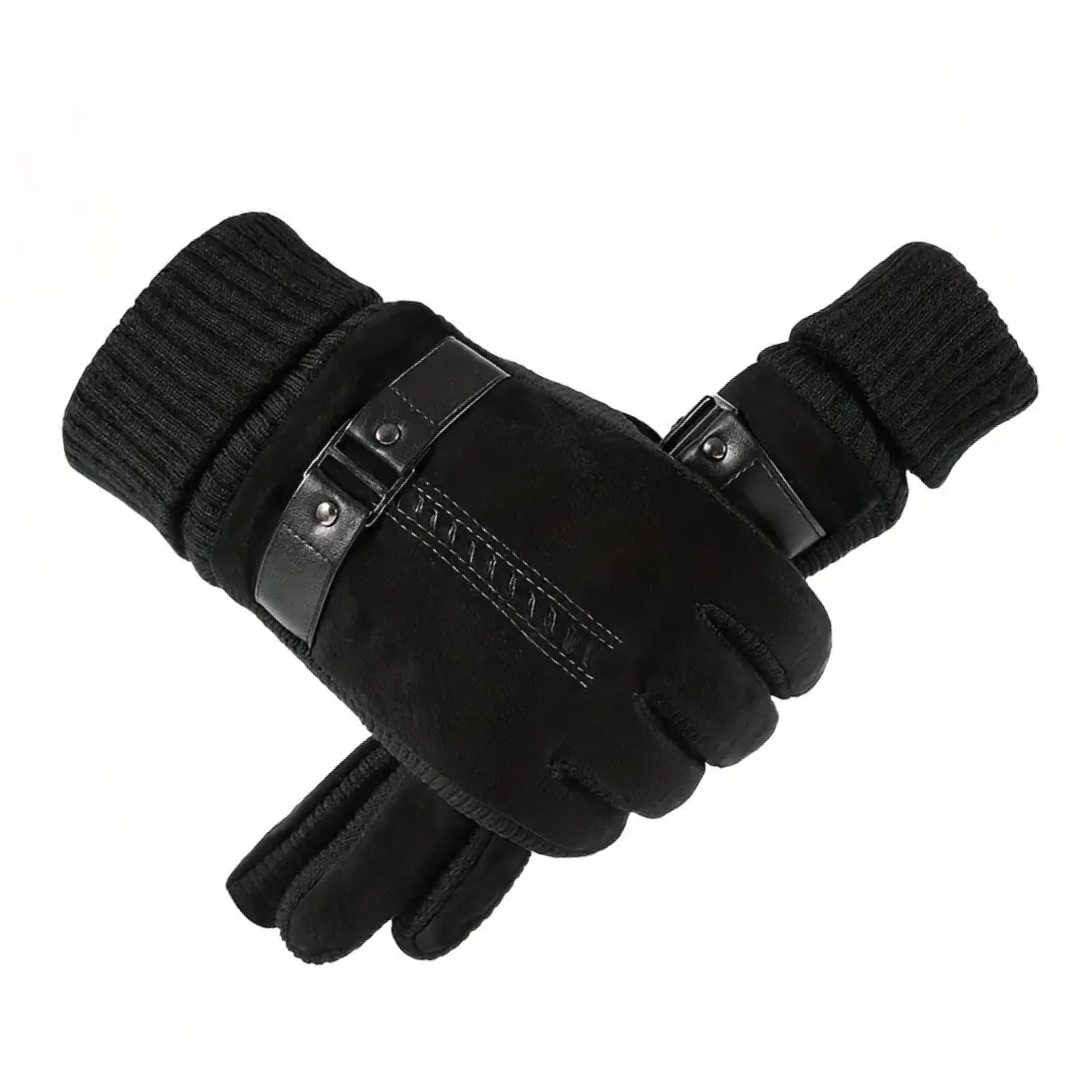 Men's Leather Winter Driving Gloves - Windproof & Warm