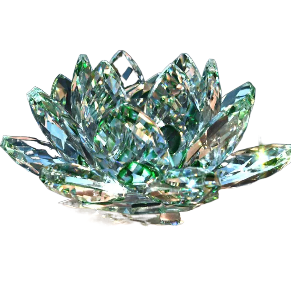 Crystal Lotus Flower Figurine - Feng Shui Home Decor Paperweight