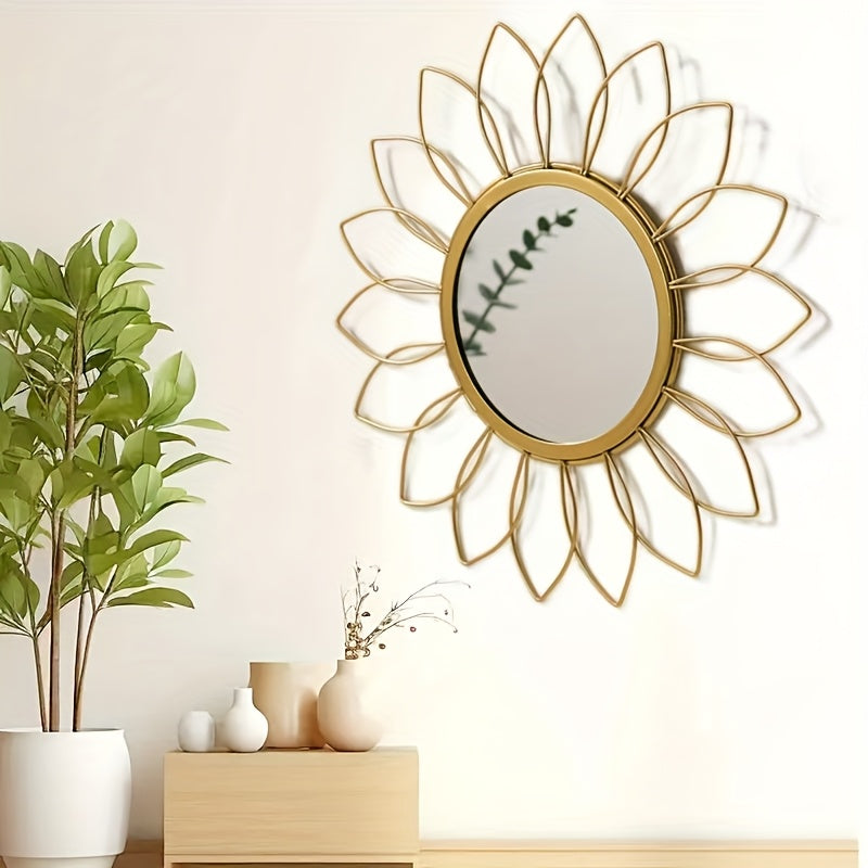 Vintage Sunflower Gold Wall Mirror 11.8 Inch