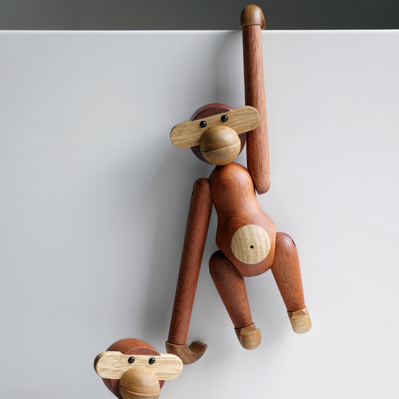 Solid Wood Monkey Ornament