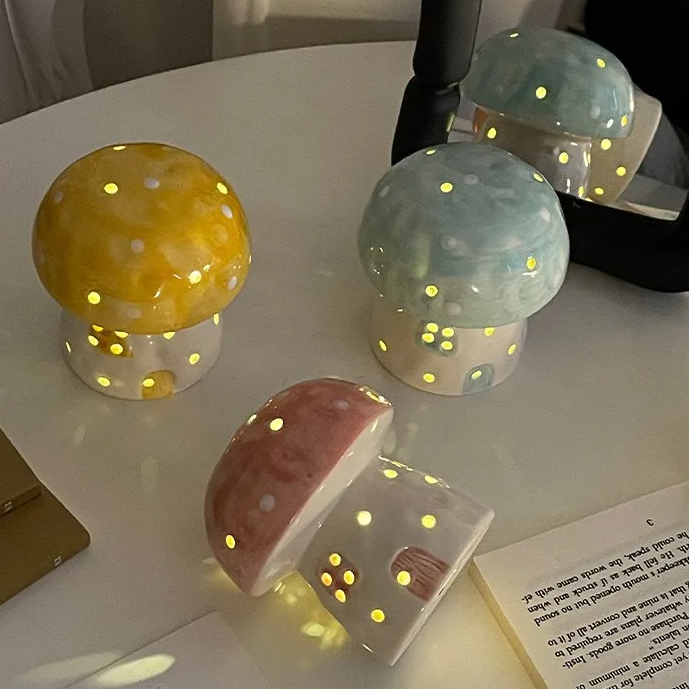 Ceramic Mushroom Night Light with Calming Glow