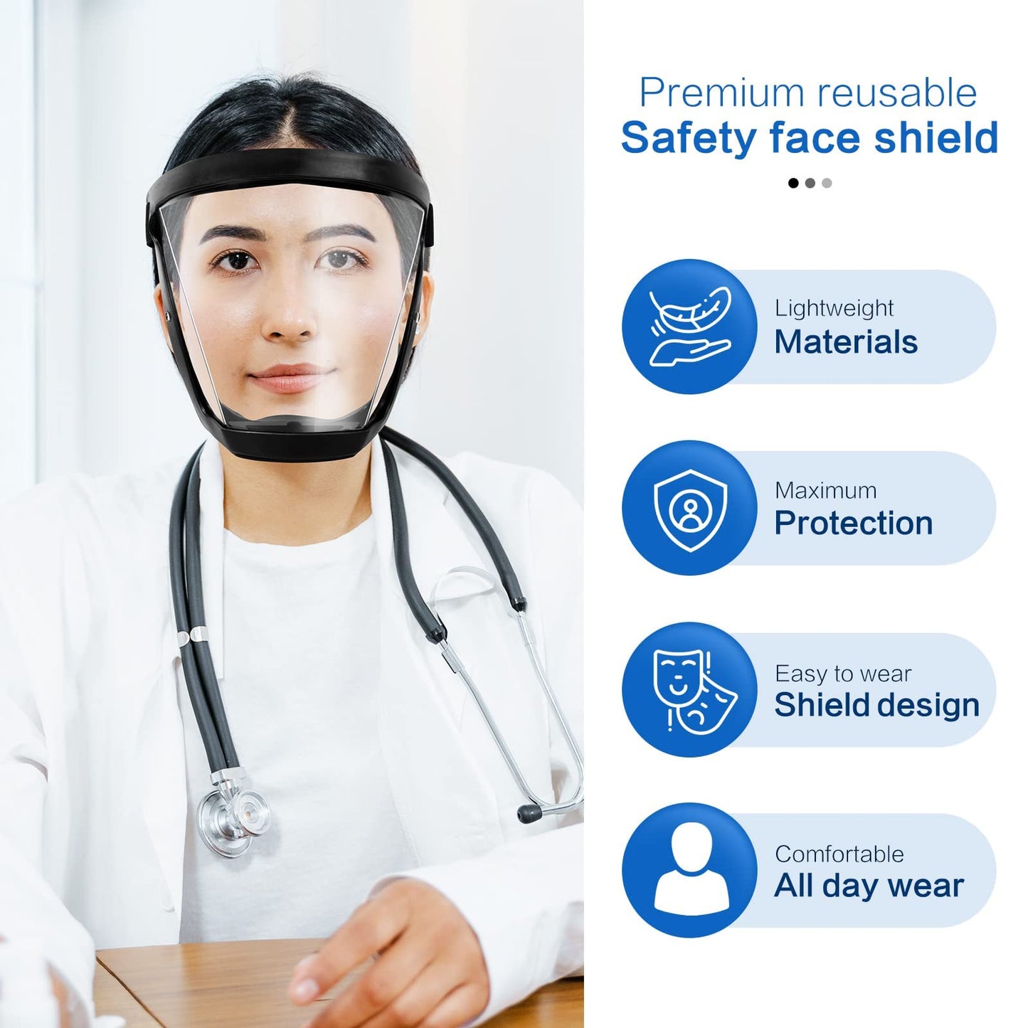 Full Face Shield Safety Goggles with Anti Fog Clear Visor