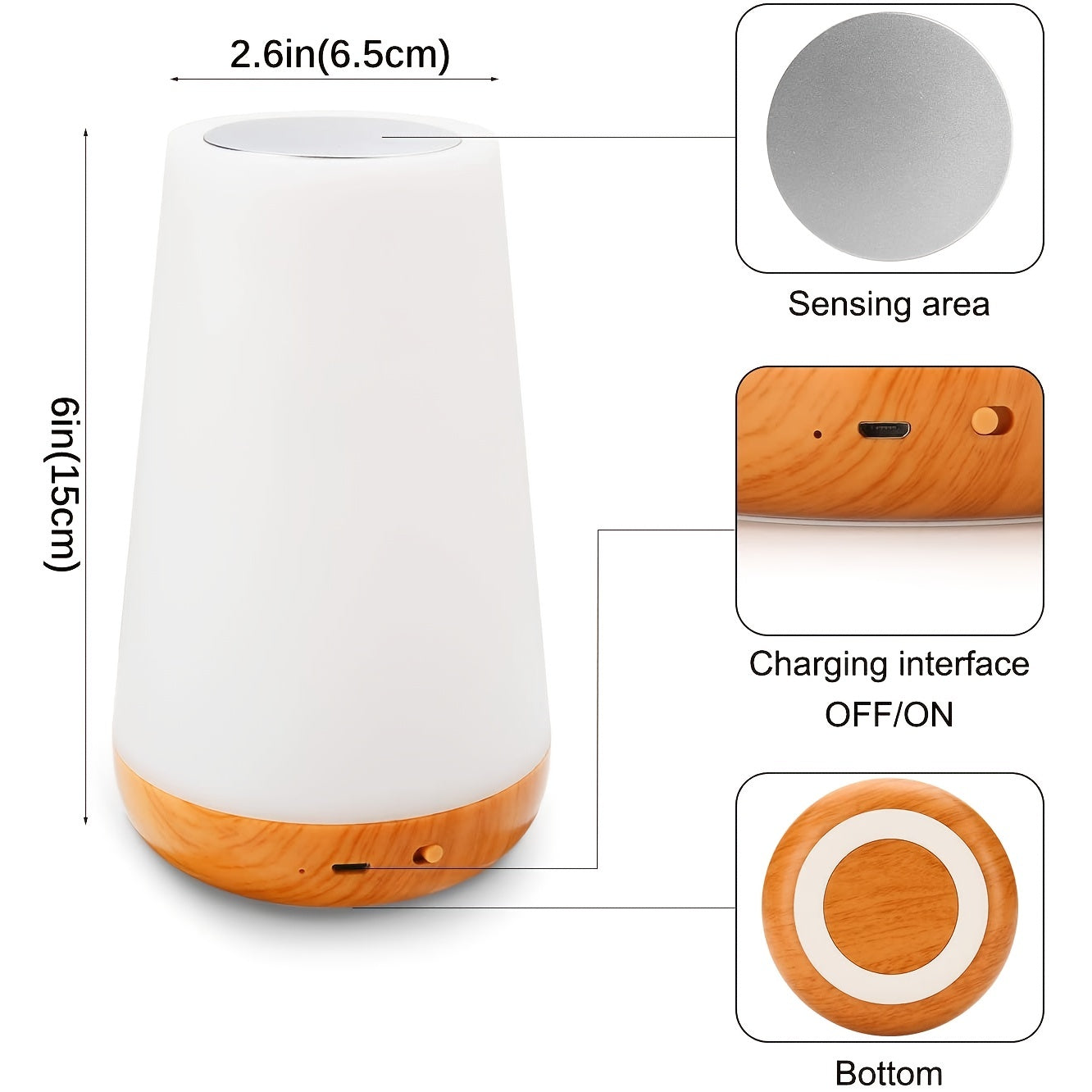 Wireless Rechargeable LED Night Light with Dimmable Color Modes