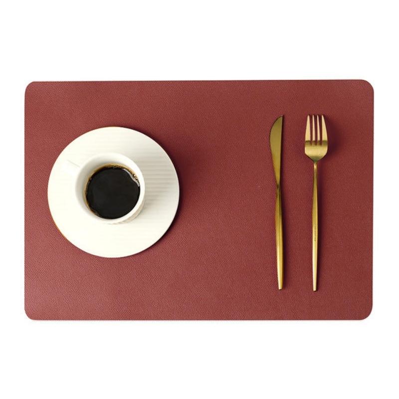 Waterproof PU Leather Rectangular Placemats - Modern Dining Table Mats