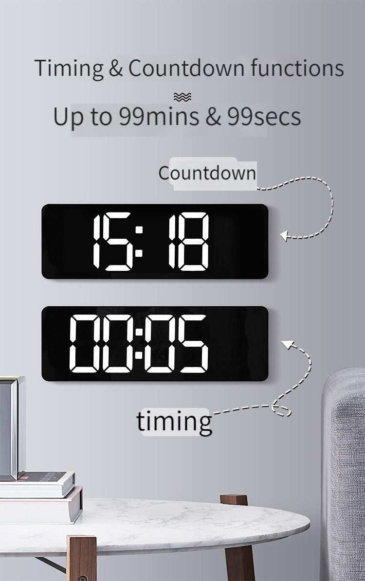 Scandinavian Digital Clock with 16-Inch Display and Remote Control