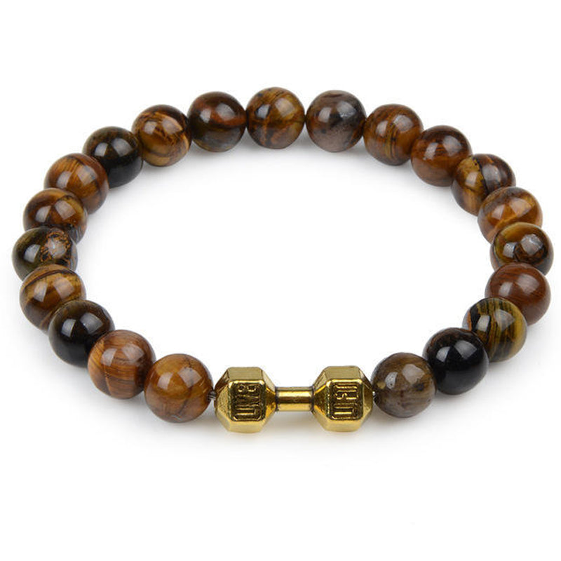 Chakra Dumbbell Bracelet in Black Onyx and Lava Stone