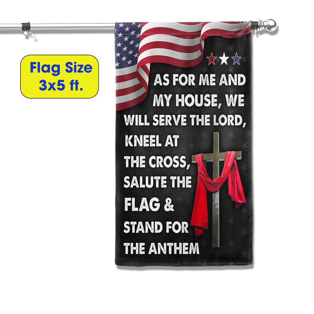 Jesus Cross American Flag - As For Me And My House We Will Serve The Lord