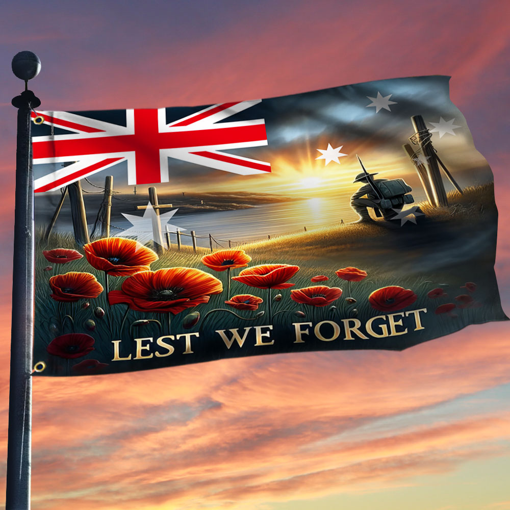 Lest We Forget Grommet Flag for Anzac Day and Remembrance Day