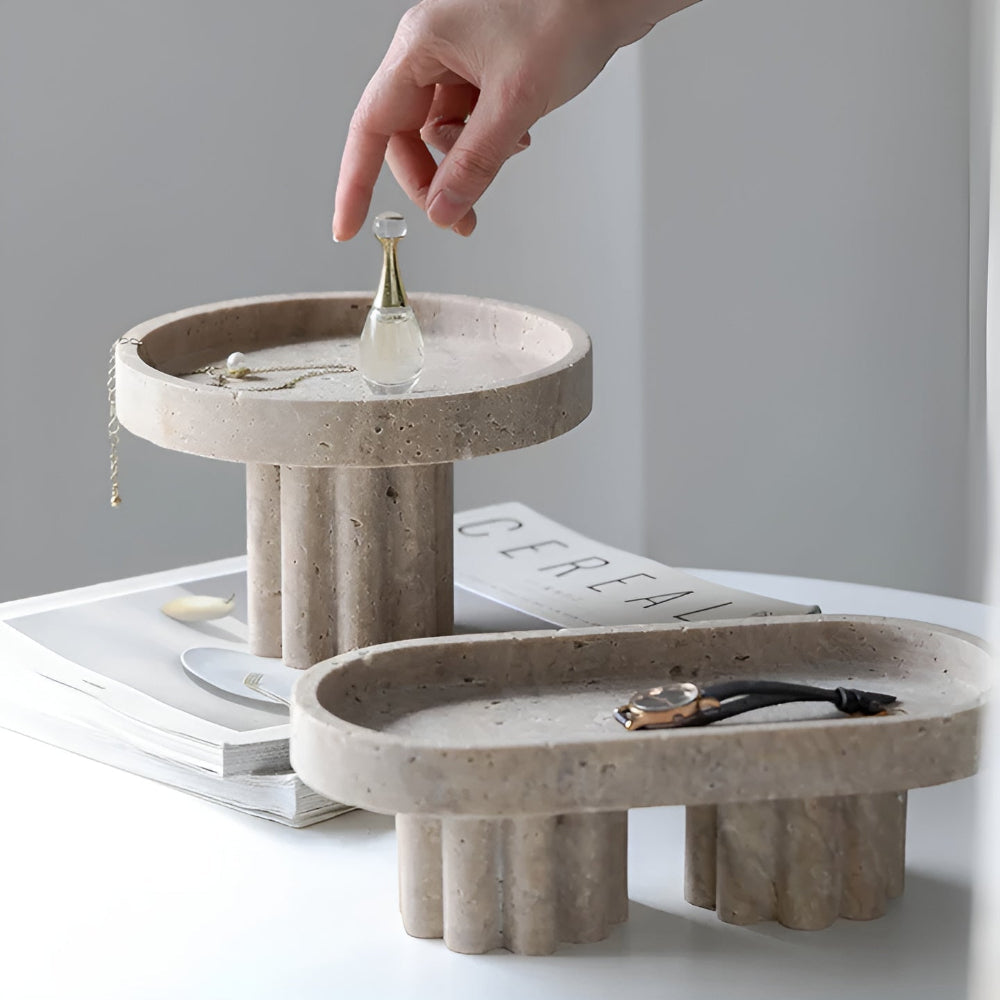 Natural Beige Travertine Jewelry Tray