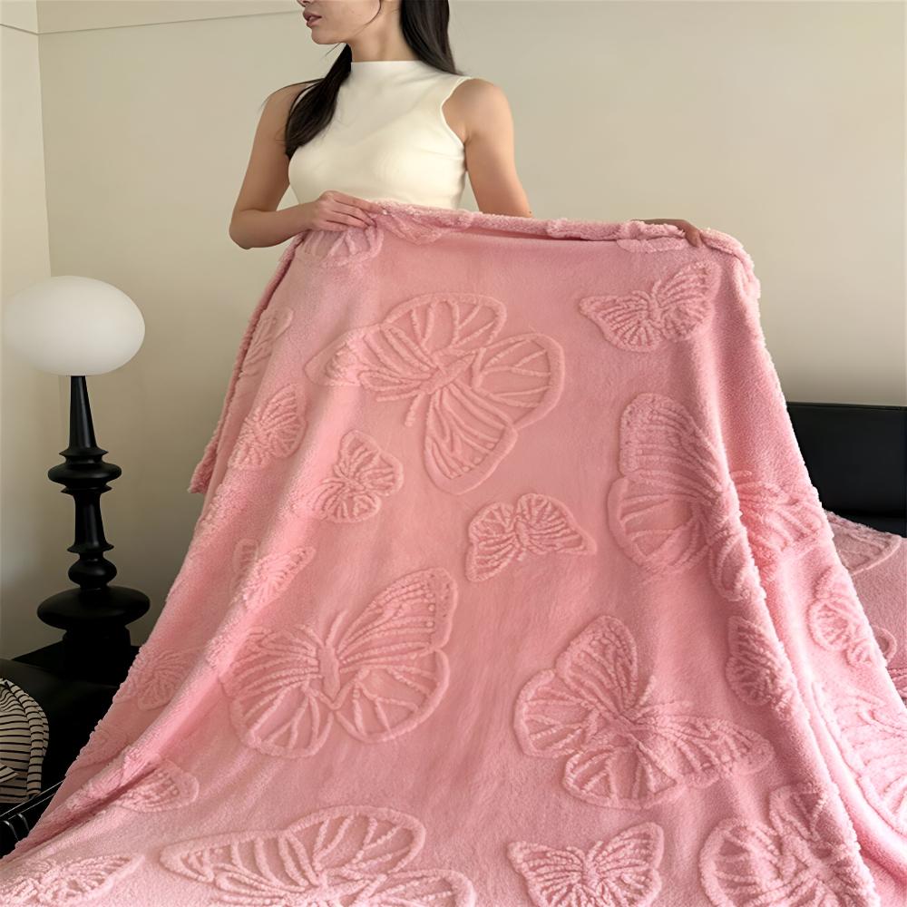 3D Butterfly Jacquard Flannel Blanket