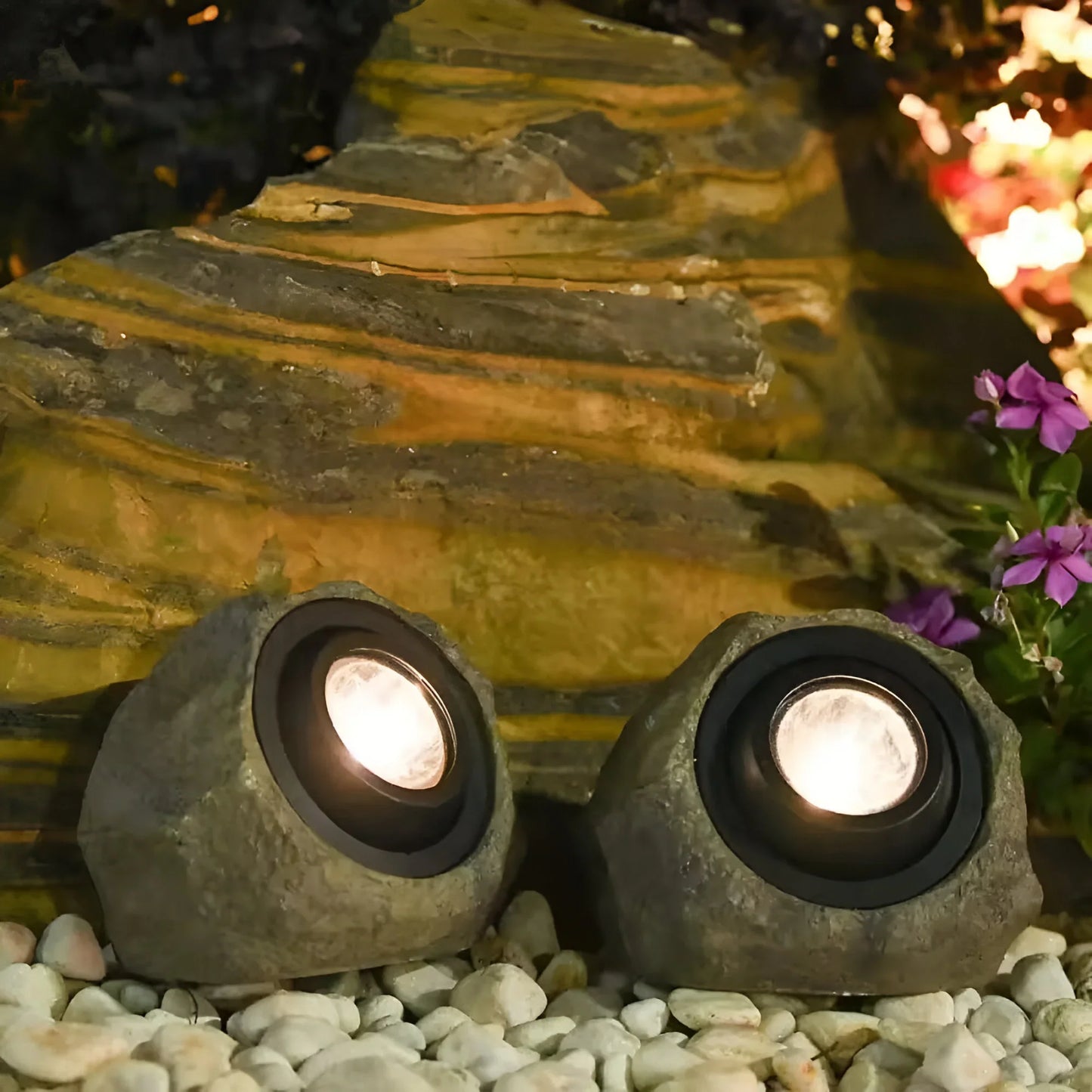 Solar Stone Garden Light with Weatherproof Design