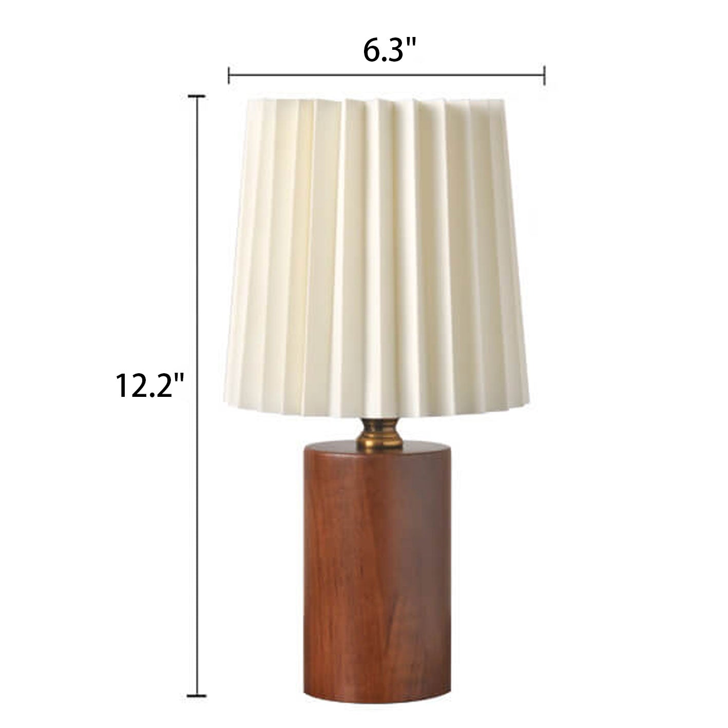 Vintage Korean Pleated Table Lamp with Solid Wood Base