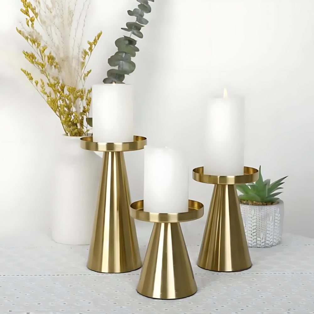 Handcrafted Brass Candle Holders Set of 3