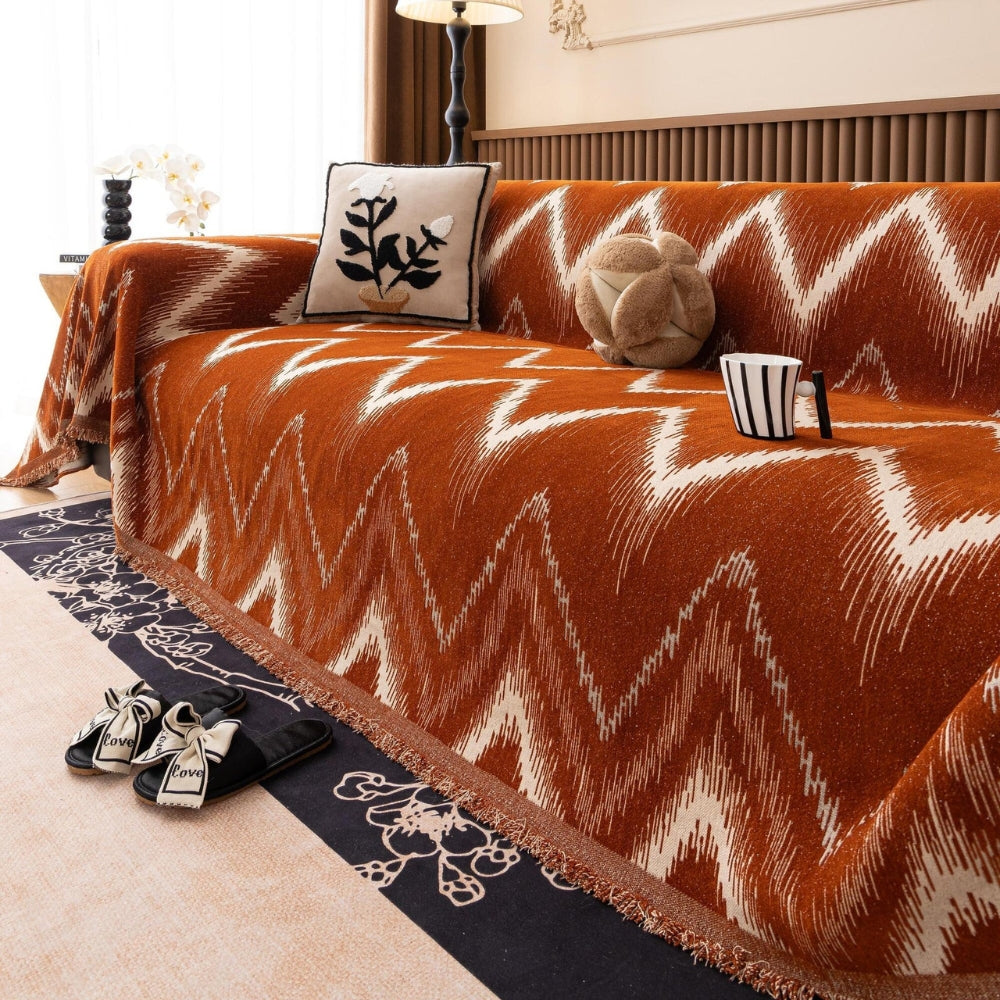 Chevron Textured Chenille Sofa Cover