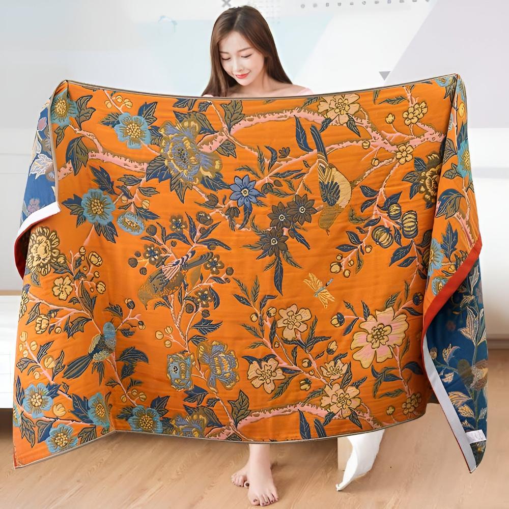 Reversible Hibiscus Cotton Bath Towel