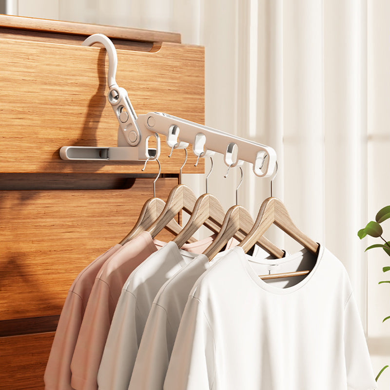 Portable Folding Clothes Hanger with Adjustable Hooks