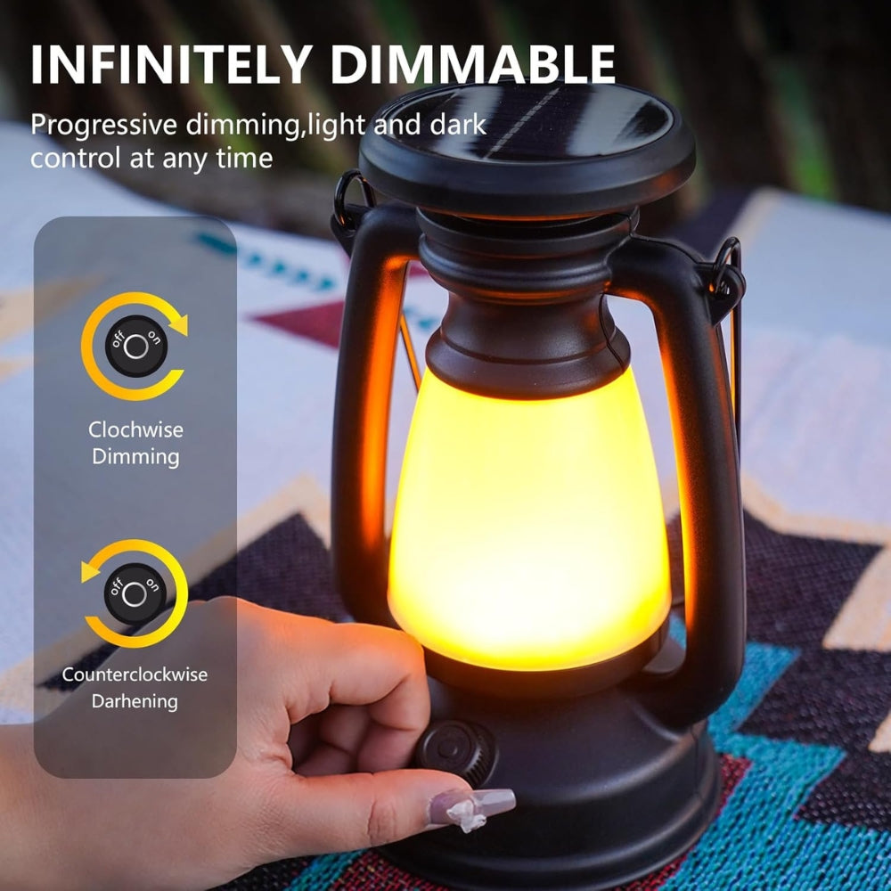 Solar USB Rechargeable Dimmable Camping Lantern