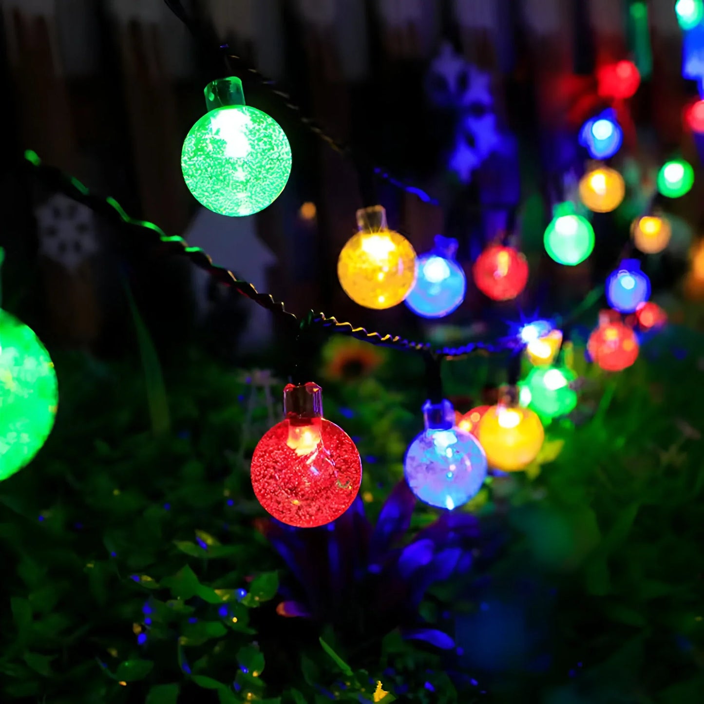 Solar-Powered Crackled Glass Garden Lights