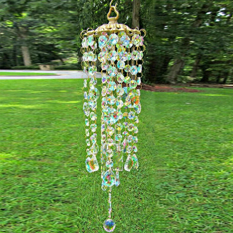 Aurora Crystal Glass Wind Chime with Colorful Beads