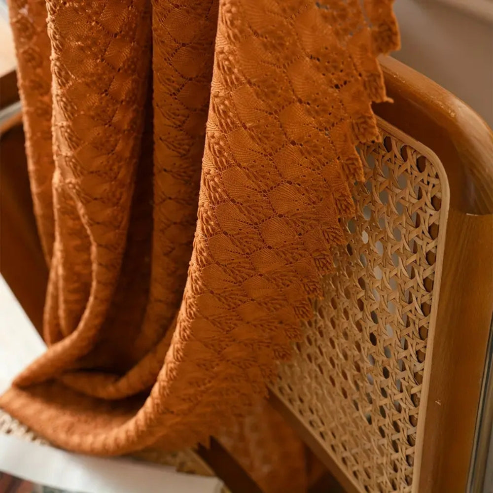 Amber Glow Bohemian Crochet Curtain