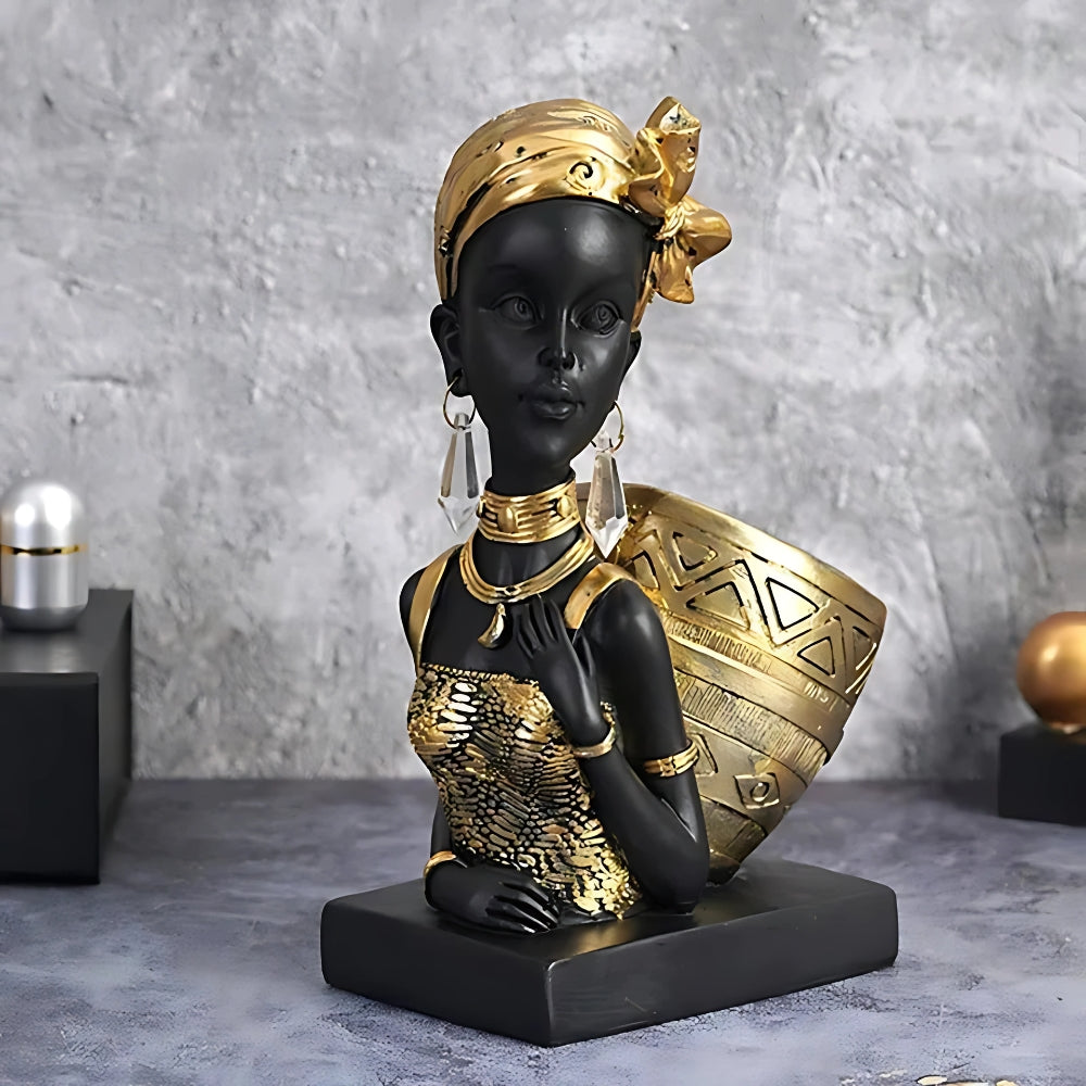 Elegant Black Female Figure Jewelry Holder