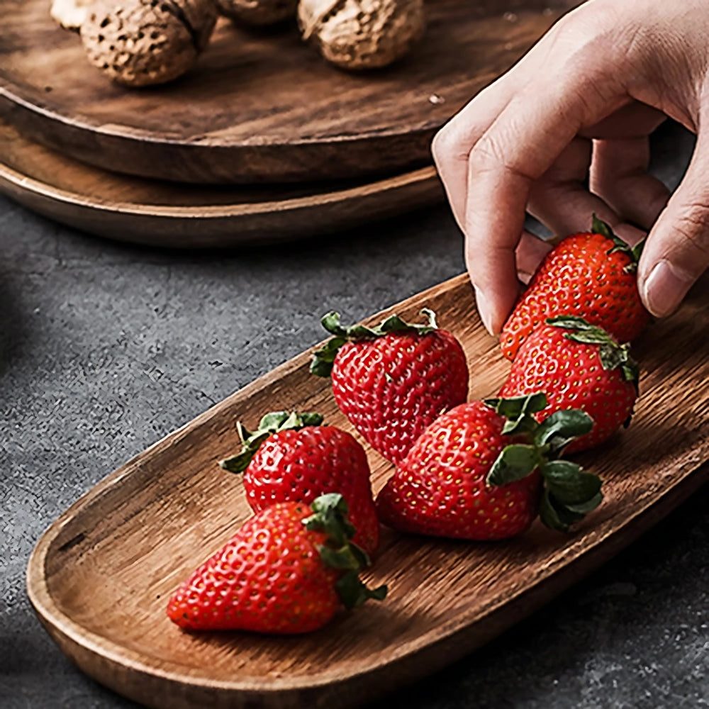 Acacia Wood Oval Serving Trays Set