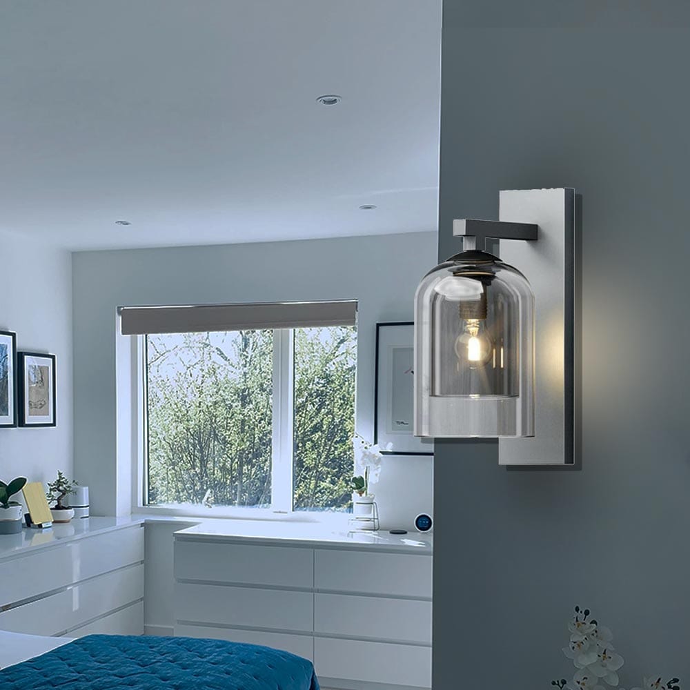 Contemporary Smoked Glass Wall Lamp