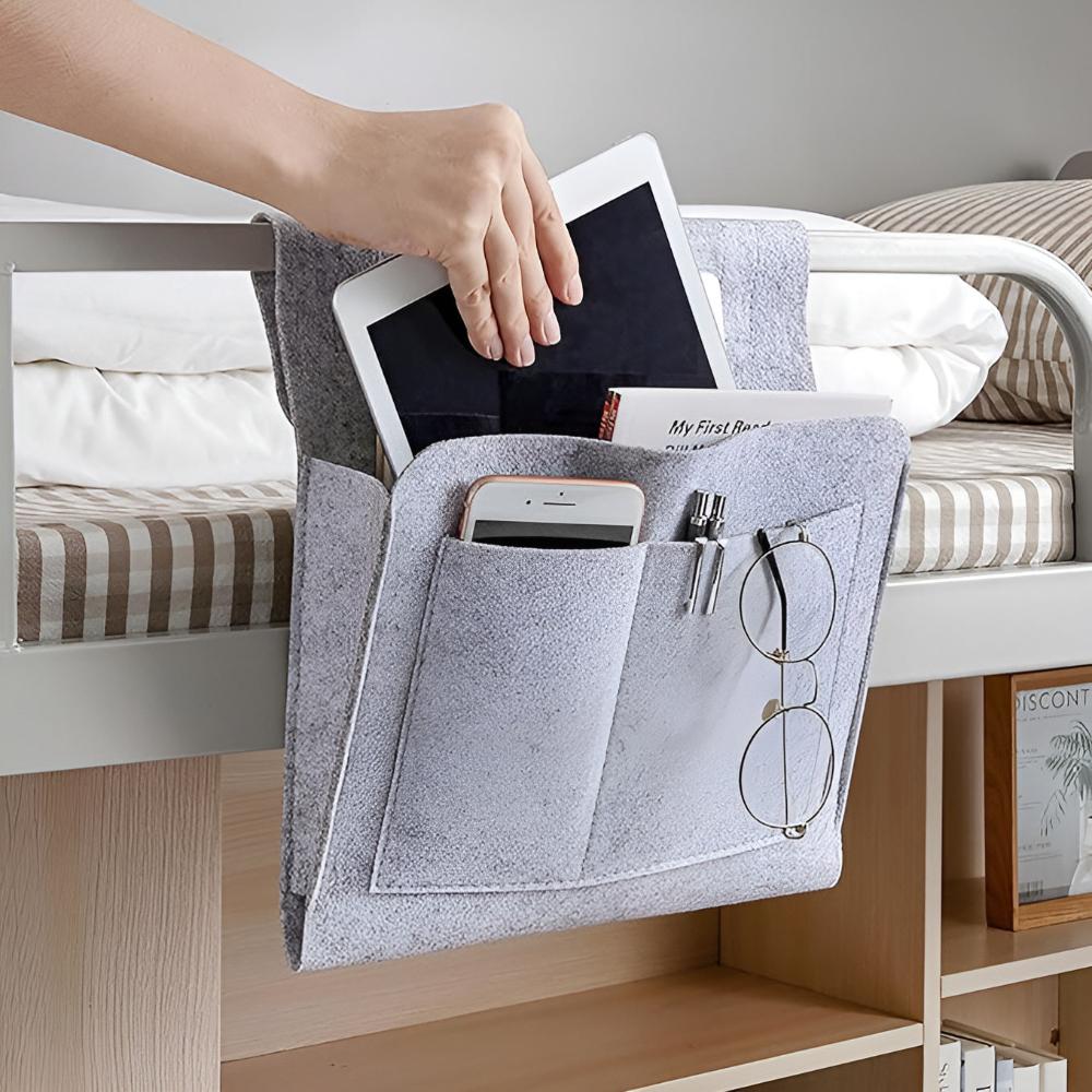 Felt Bedside Organizer with Pockets for Remotes and Phones