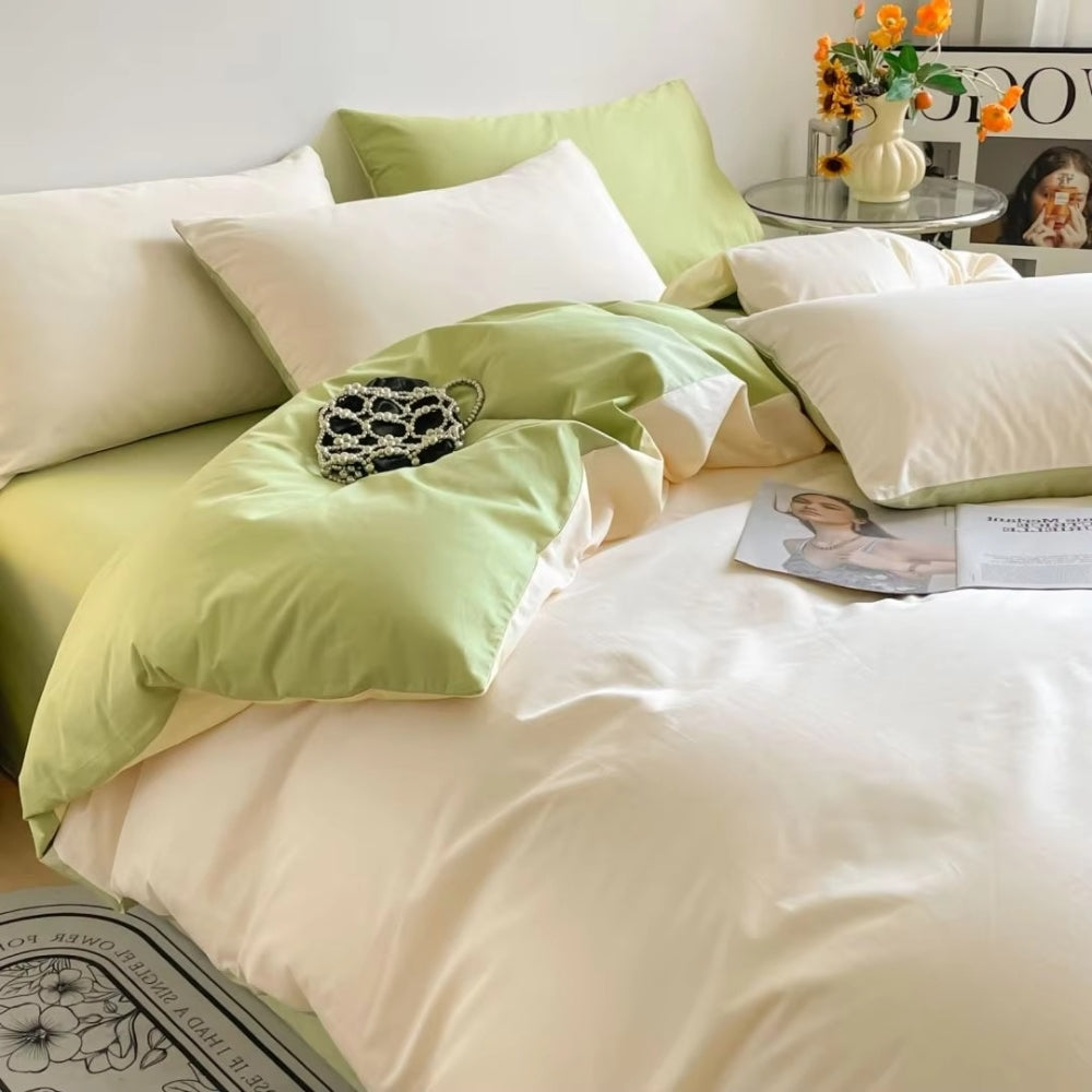 Cotton Duvet Cover Set with Zipper Closure and Pillowcases