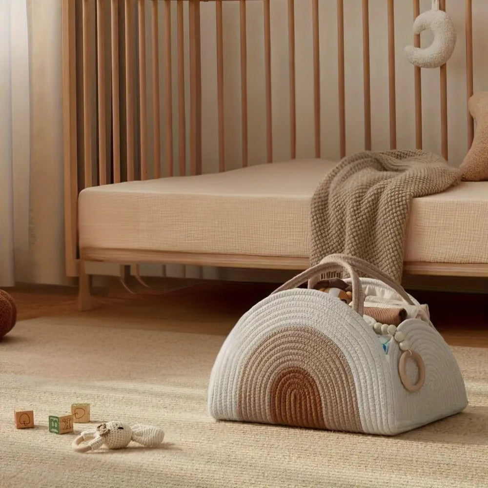Neutral Tone Woven Baby Storage Organizer