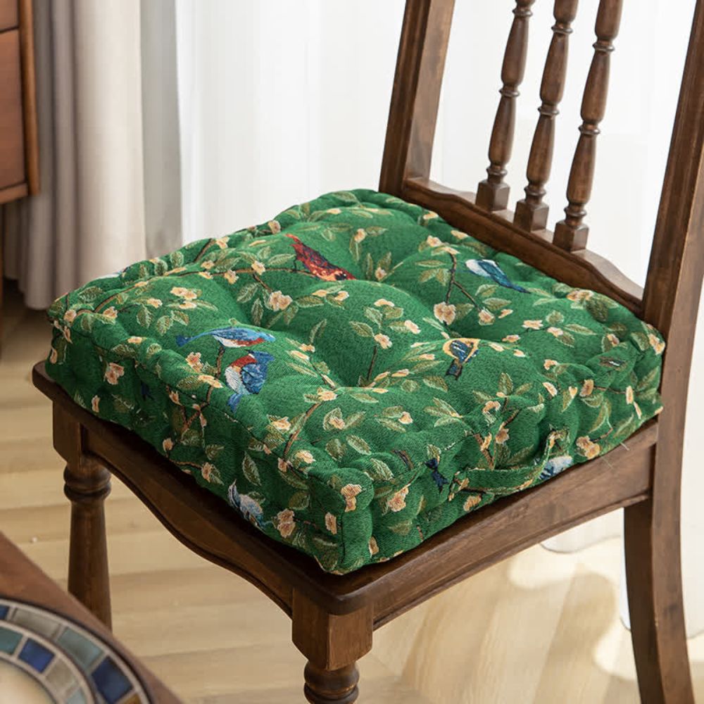 Whimsical Bird and Leaf Outdoor Cushion