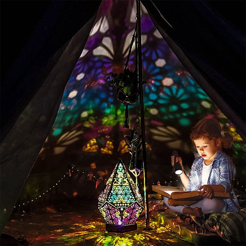 Colorful Bohemian Floor Lamp with Metallic Pattern