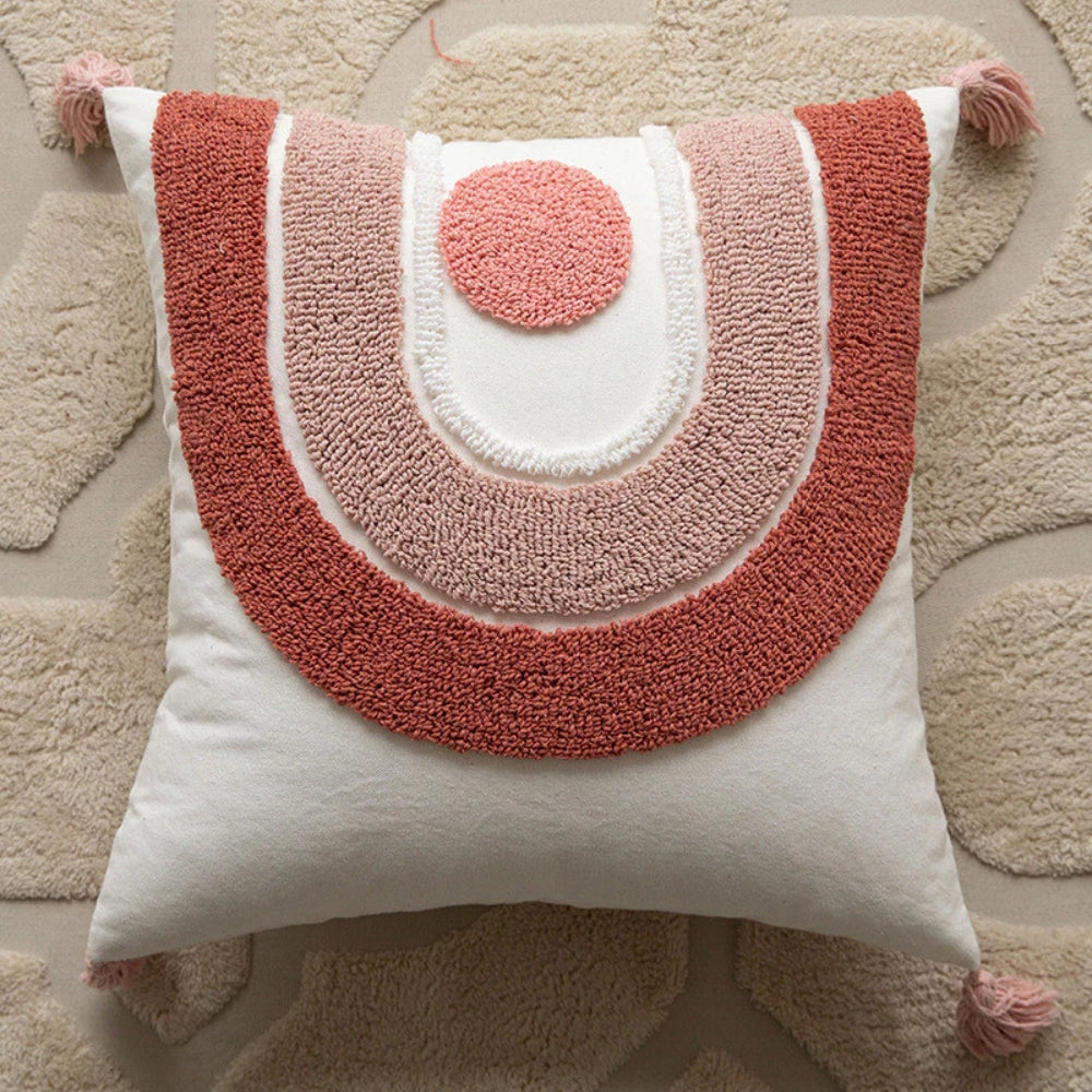 Boho Floral Chenille Cushion with Tassels