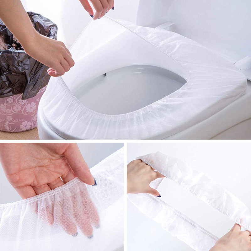 Disposable Toilet Seat Covers - Individually Wrapped, Water-Resistant, Breathable Nonwoven Fabric, Flexible Fit