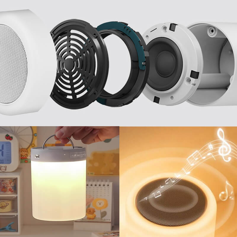 Bluetooth Speaker with Colorful LED Table Lamp and Alarm Clock