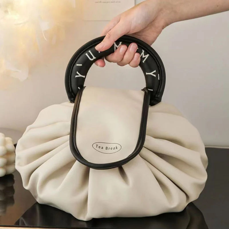 Drawstring Makeup Bag in Waterproof PU Leather