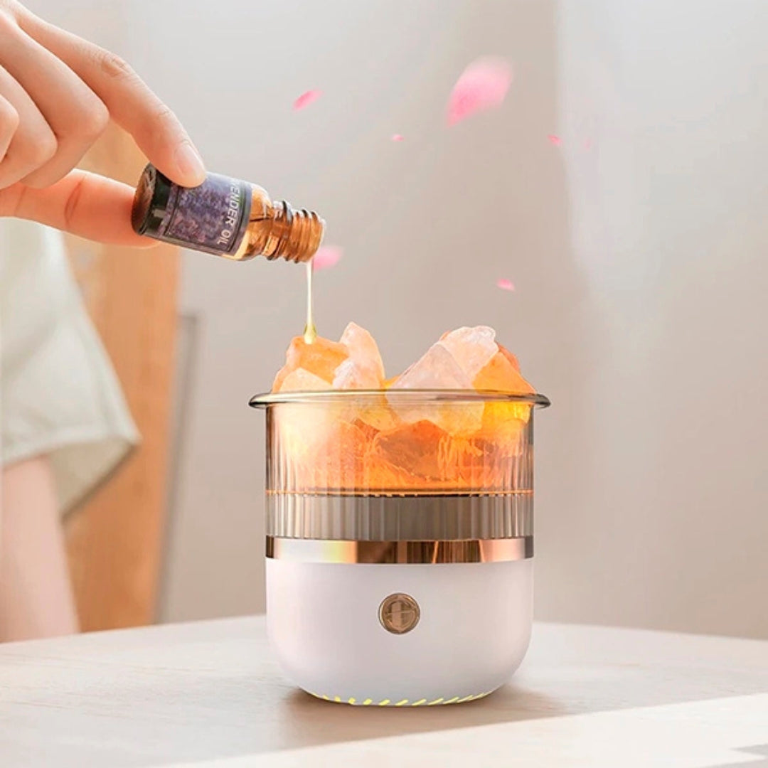 Crystal Salt Humidifier USB Aroma Diffuser with Night Light and Air Purifier