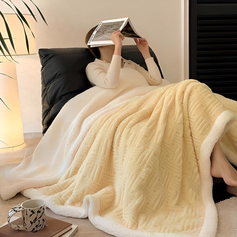 Plush Basket Weave Throw Blanket