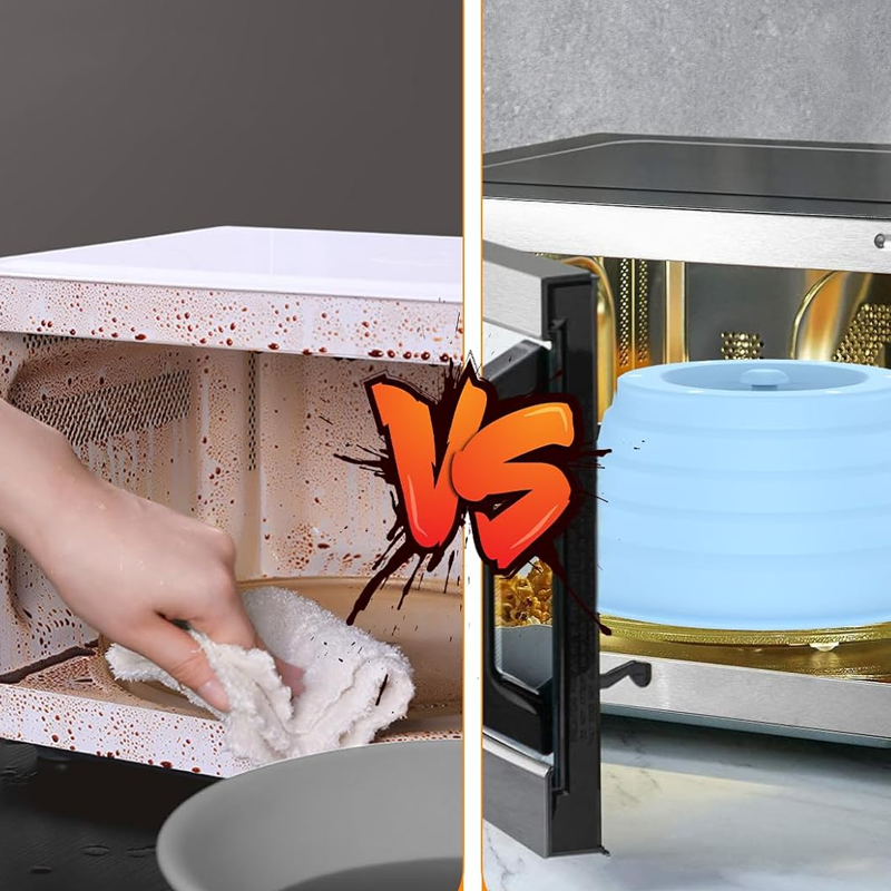 Collapsible Magnetic Silicone Microwave Cover with Steam Vents
