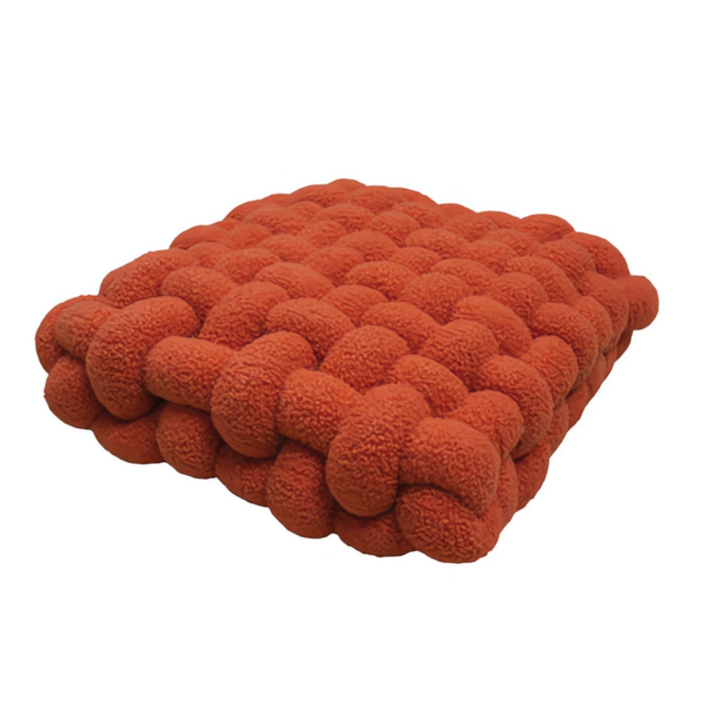 Plush Woven Knot Boucle Cushion in Soft Lamb Velvet