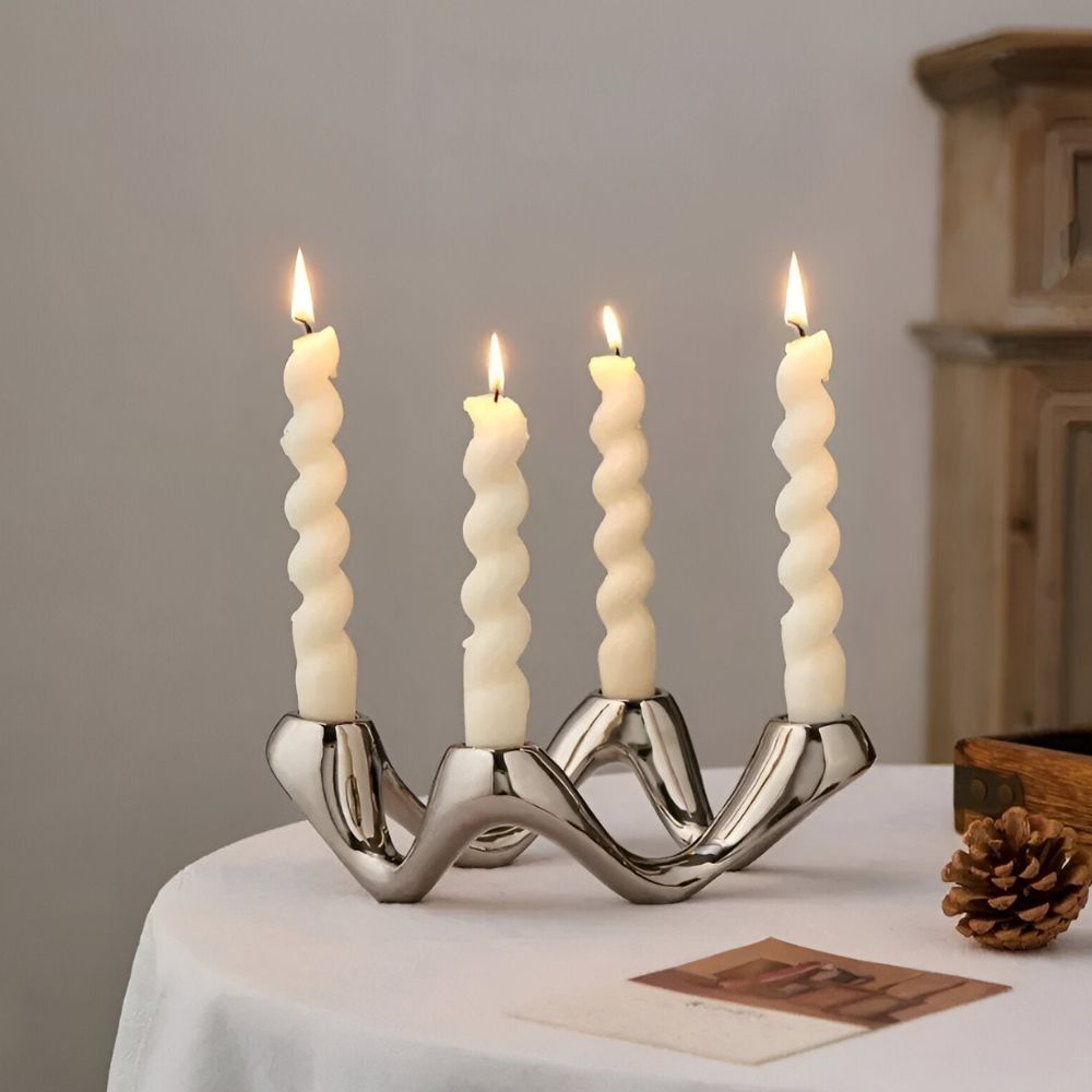 Ripple-Inspired Ceramic Candle Holder